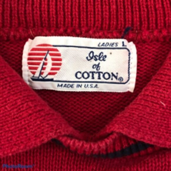 Isle of Cotton  Vintage Red Golf Sweater. Size L. - Picture 3 of 4